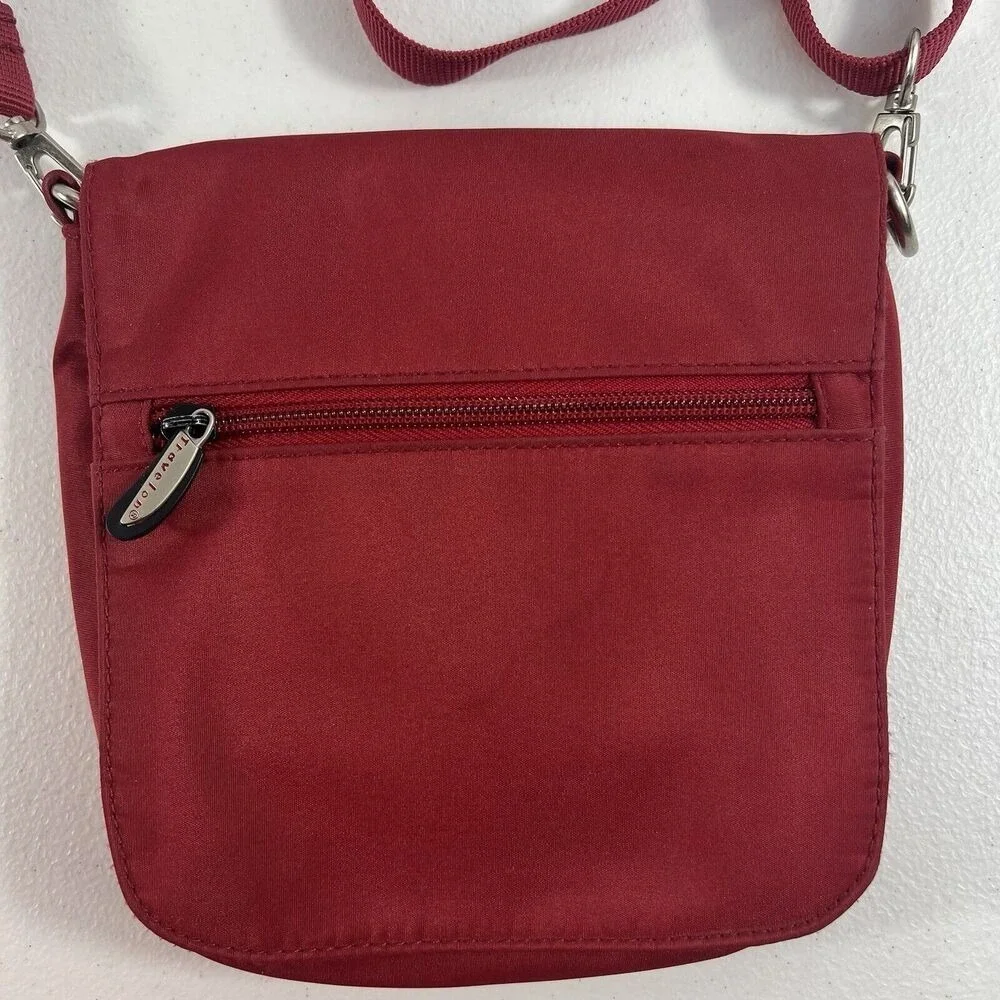 Travelon Crossbody‎ Convertible Waist Belt Bag Polyester Zip Pocket Travel Red